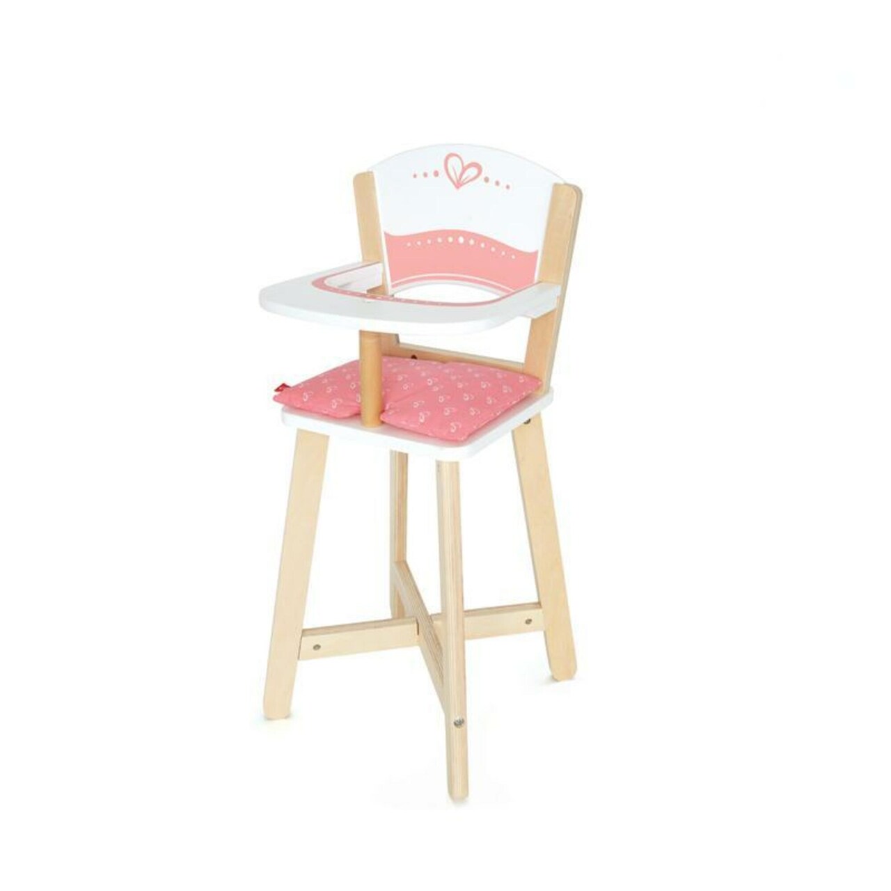 Hape Babydoll Highchair - Pink Hearts - Toddler Wooden Doll Play Furniture